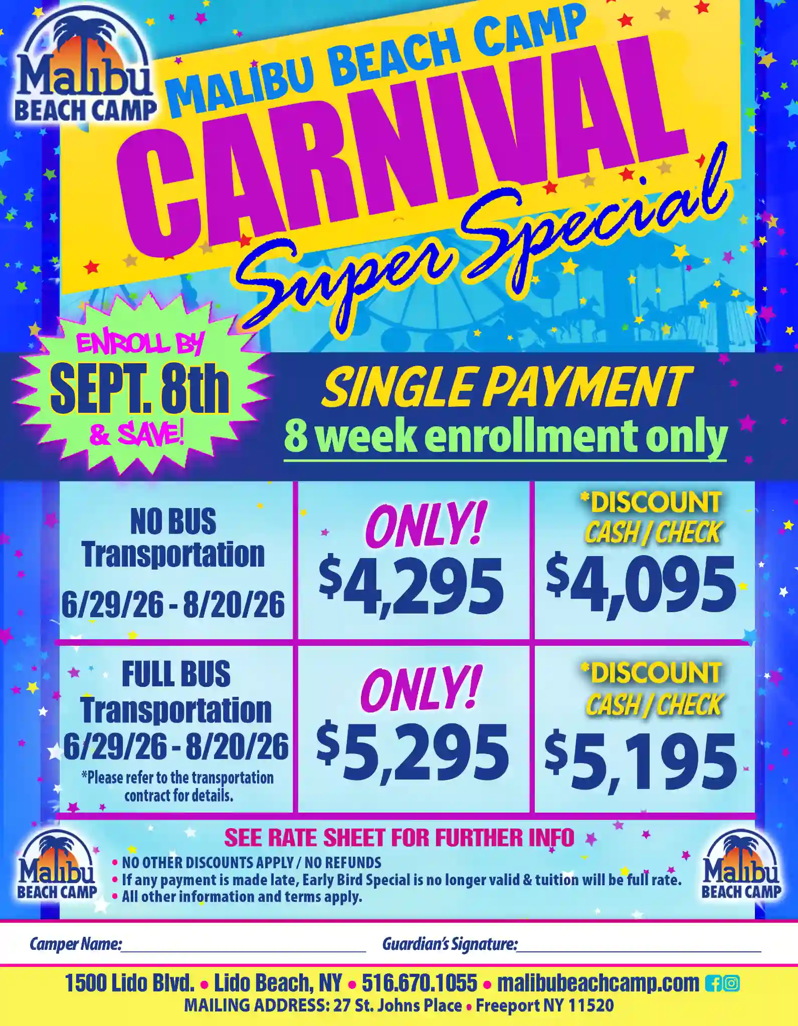 Malibu Beach Camp Rates